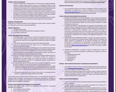 INVITA CONGRESO DE NAYARIT AL PARLAMENTO DE MUJERES