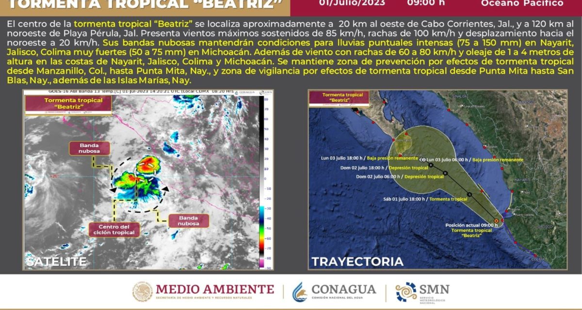 Gobierno del Estado mantiene vigilancia permanente por la tormenta tropical Beatriz