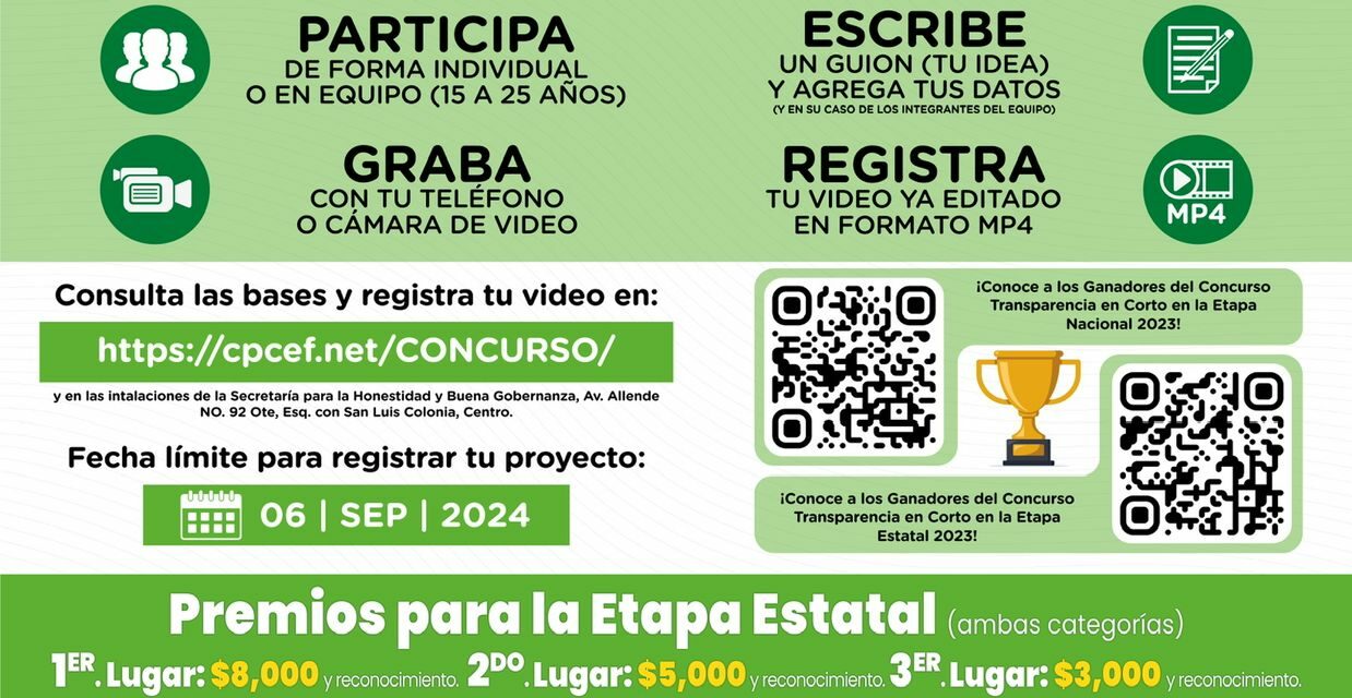 Invita la Secretaría para la Honestidad y Buena Gobernanza a jóvenes a crear cortometrajes sobre transparencia