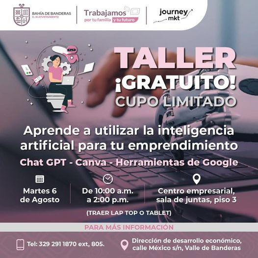 Se impartirá taller gratuito de Inteligencia Artificial para emprendedores en Bahía de Banderas