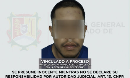 VINCULADO A PROCESO POR SECUESTRO AGRAVADO Y DELITO VINCULADO CON LA DESAPARICIÓN DE PERSONA