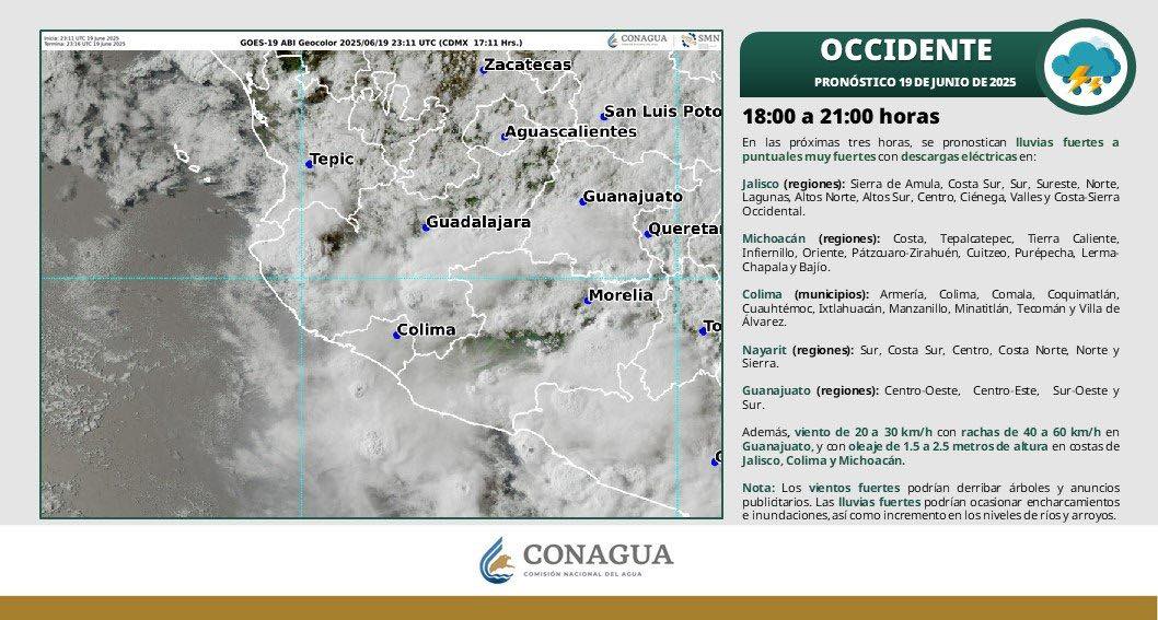 LUVIAS MUY FUERTES PARA NAYARIT, ESTE JUEVES Y VIERNES