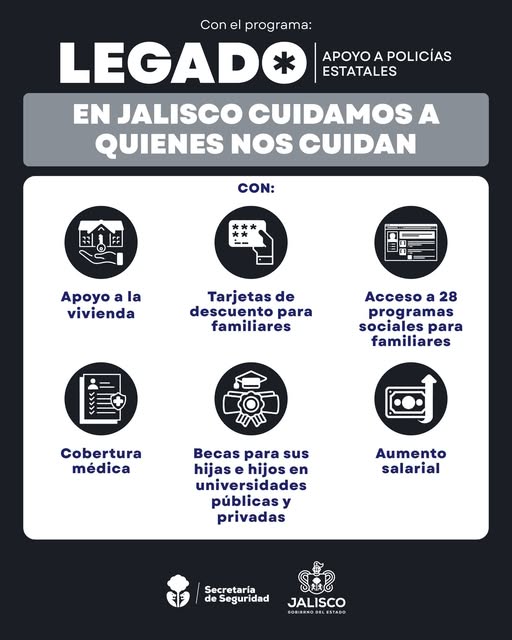 JALISCO LANZA “LEGADO”, EL PROGRAMA MÁS FUERTE DE APOYO A POLICÍAS Y SUS FAMILIAS