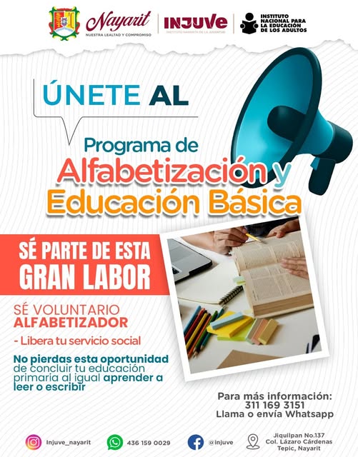CONVIÉRTETE EN ALFABETIZADOR VOLUNTARIO O EDUCANDO EN NAYARIT