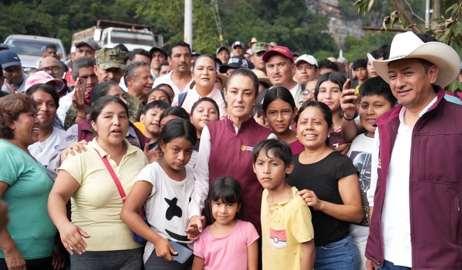 Informa Presidenta Claudia Sheinbaum inicio de censo y apertura parcial de camino en Huehuetla, Hidalgo