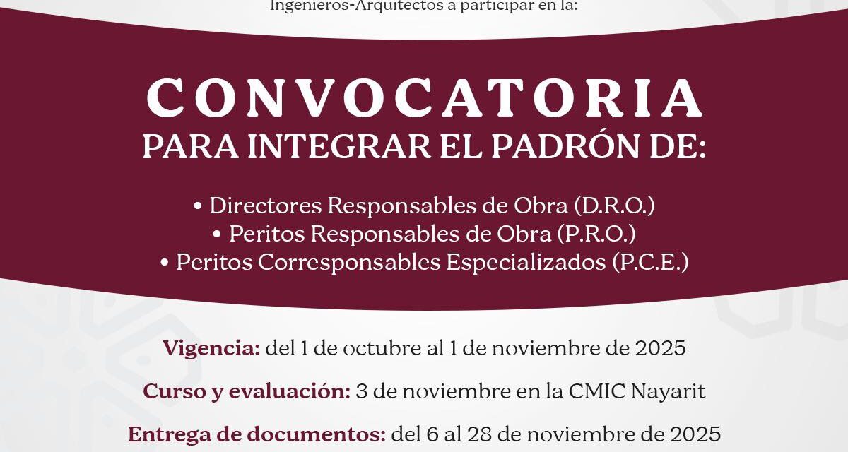 ¡CONVOCATORIA 2026 PARA PROFESIONISTAS DE LA CONSTRUCCIÓN!