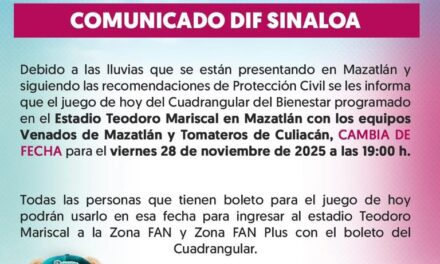 ¡REPROGRAMACIÓN DEL CUADRANGULAR DEL BIENESTAR EN MAZATLÁN!