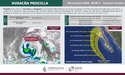 ¡PRISCILLA SE INTENSIFICA A HURACÁN CATEGORÍA 1!