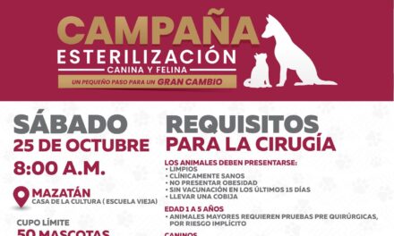 CAMPANA DE ESTERILIZACIÓN CANINA Y FELINA EN MAZATLÁN