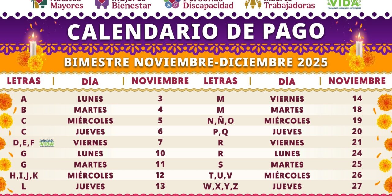 Del 3 al 27 de noviembre, inicia pago de Pensiones y Programas para el Bienestar del bimestre noviembre-diciembre: Ariadna Montiel Reyes