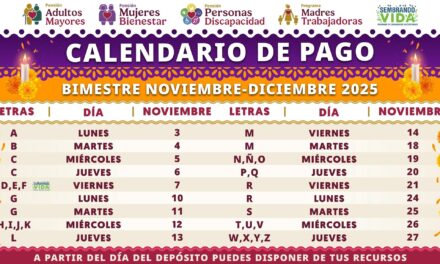 Del 3 al 27 de noviembre, inicia pago de Pensiones y Programas para el Bienestar del bimestre noviembre-diciembre: Ariadna Montiel Reyes