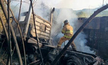 BOMBEROS ESTATALES SOFOCAN INCENDIO DE TRÁILER EN LA CARRETERA 15D