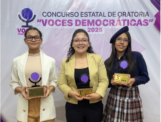 Estudiantes destacaron en el Concurso de Oratoria “Voces Democráticas”, Valeria Montserrat Yáñez Peña fue la ganadora, estudiante del CBTA 246