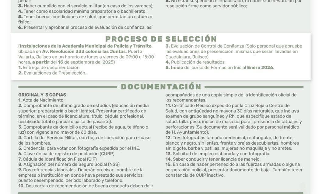 Convocan a formar parte de la nueva generación de Policía Certificada en Puerto Vallarta