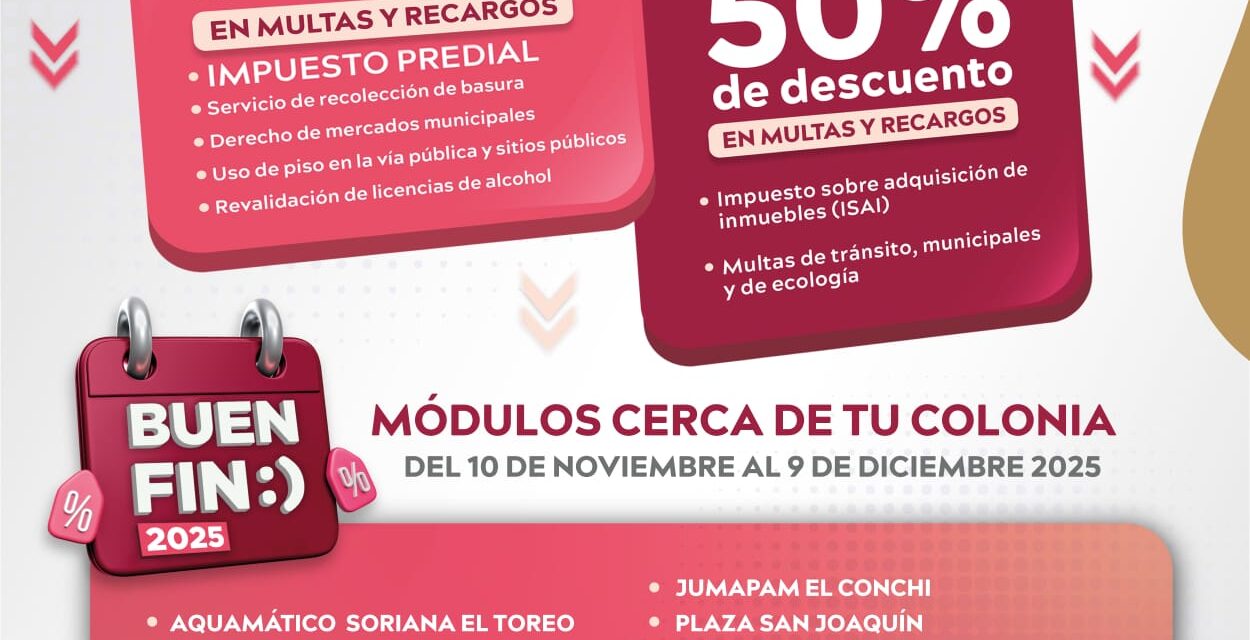 Anuncia la Presidenta Estrella Palacios descuentos de hasta el 100 por ciento por el Buen Fin en impuestos municipales