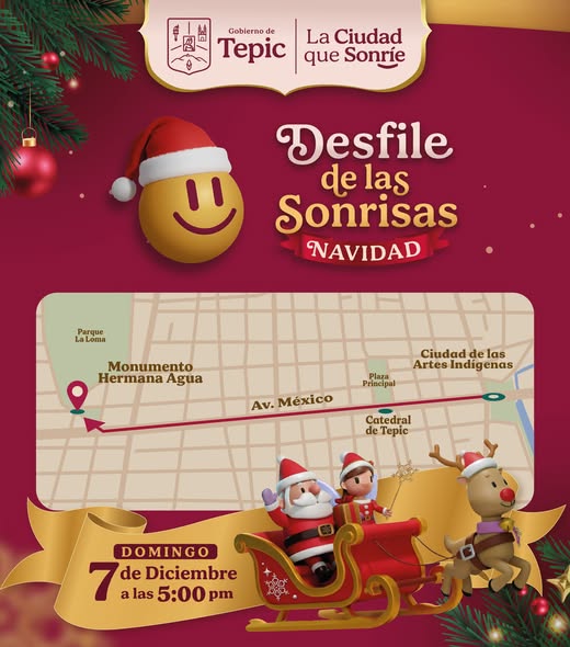 Presentan nueva ruta del Desfile de las Sonrisas Navidad, en Tepic