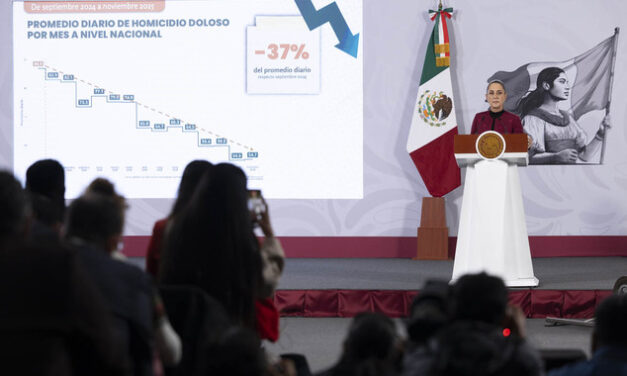 Homicidios dolosos disminuyen 37% de septiembre 2024 a noviembre 2025