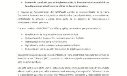 INFONAVIT IMPLEMENTA FIRMA ELECTRÓNICA AVANZADA EN LOS CONTRATOS CON PROVEEDORES
