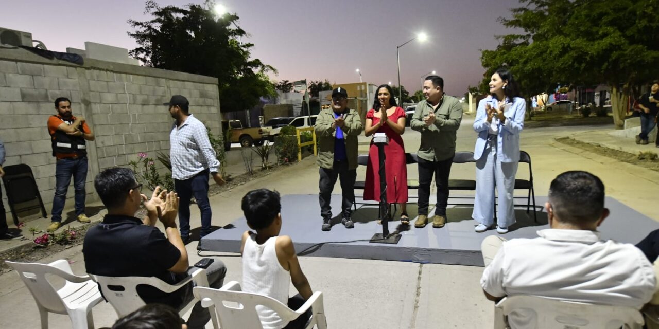 Beneficia “Mazatlán Brilla” a vecinos de Tabachines con la instalación de 77 luminarias LED