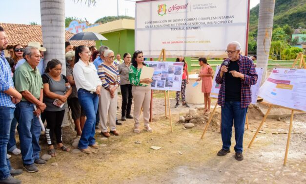 En Tierra Generosa, Tecuala, muy pronto concluirá la instalación del domo, y la comunidad contará con una nueva cancha y espacios deportivos largamente esperados