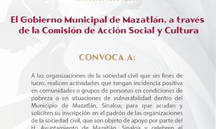 CONVOCATORIA 2026 PARA ORGANIZACIONES CIVILES EN MAZATLÁN