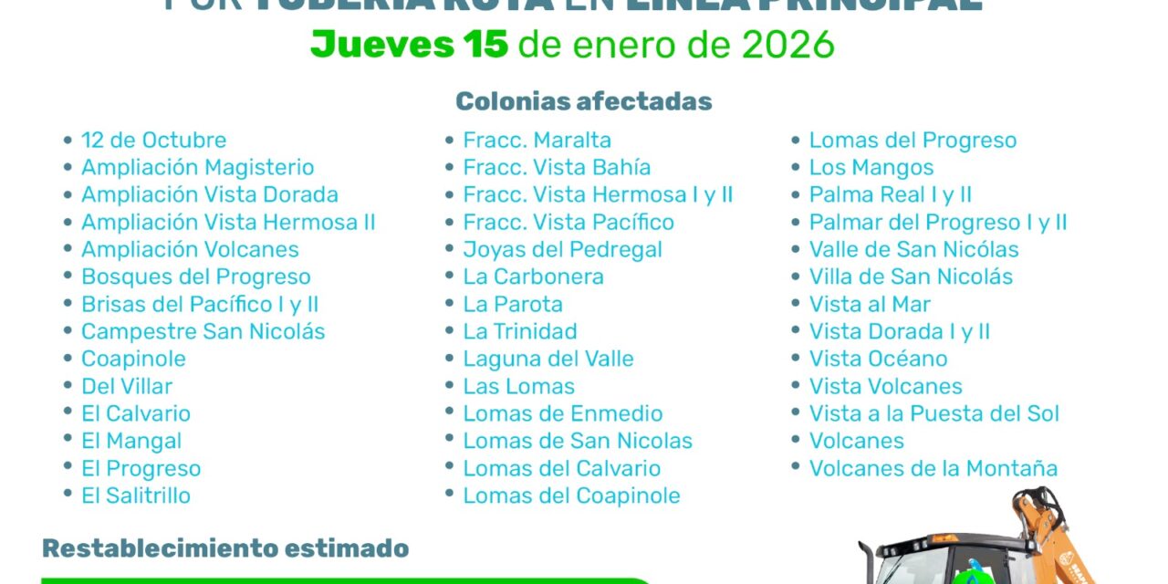 SEAPAL ATIENDE RUPTURA EN LÍNEA PRINCIPAL DE EL PITILLAL