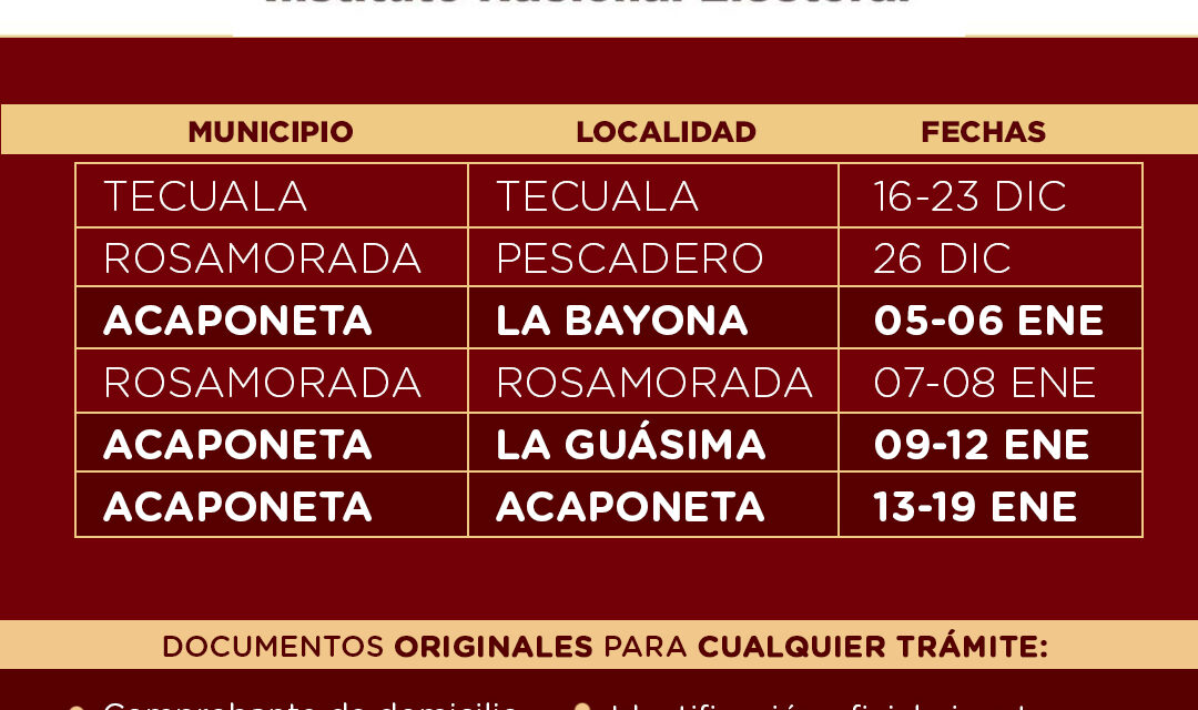 INFORMACIÓN DEL MÓDULO INE Y CERTIFICADOS EN ACAPONETA
