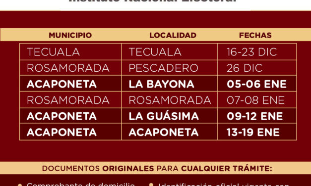 INFORMACIÓN DEL MÓDULO INE Y CERTIFICADOS EN ACAPONETA