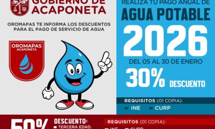 DESCUENTOS EN EL PAGO ANUAL DEL SERVICIO DE AGUA 2026
