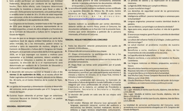 VIII Concurso Nacional de Oratoria Juan Escutia 2026