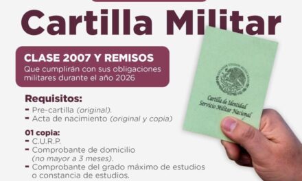 RECEPCIÓN DE CARTILLA MILITAR CLASE 2007 Y REMISOS 2026