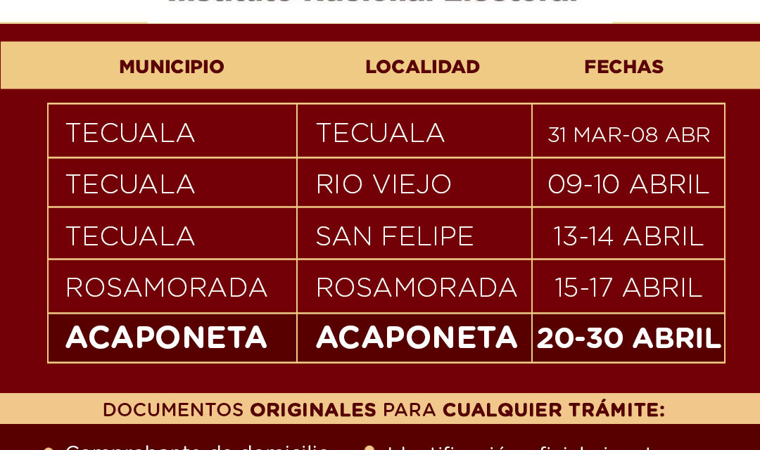 INFORMACIÓN IMPORTANTE DEL MÓDULO DEL INE: HORARIOS Y REQUISITOS