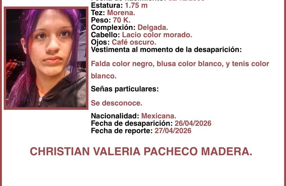 ALERTA AMBER NAYARIT: AYÚDANOS A ENCONTRARLA