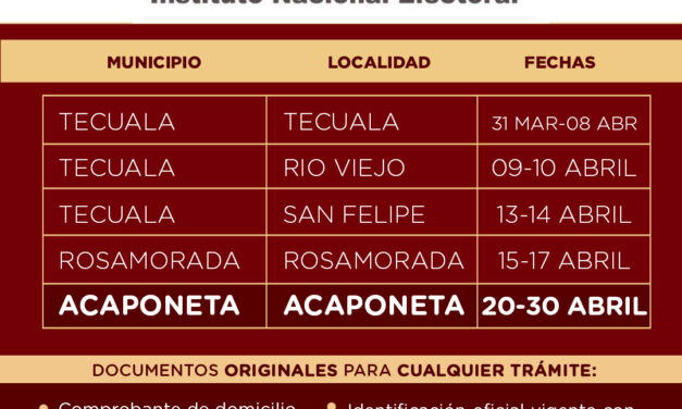 INFORMACIÓN IMPORTANTE DEL MÓDULO DEL INE: HORARIOS Y REQUISITOS