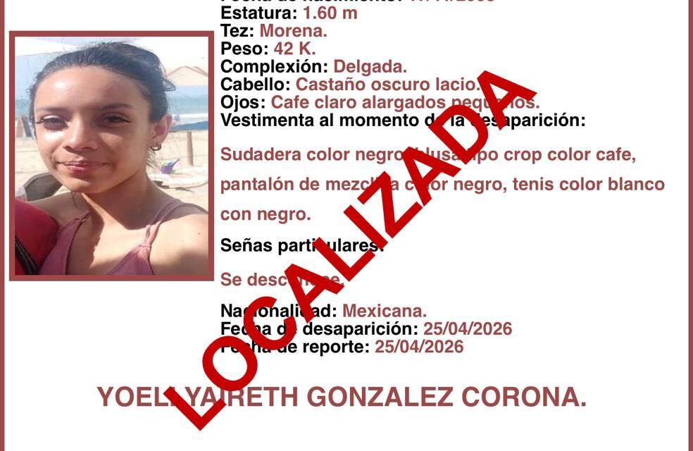 PERSONA LOCALIZADA: ¡GRACIAS POR TU APOYO!
