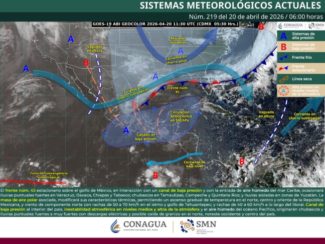 PRONÓSTICO DEL CLIMA HOY 20 DE ABRIL: LLUVIAS, CALOR EXTREMO Y FUERTES VIENTOS