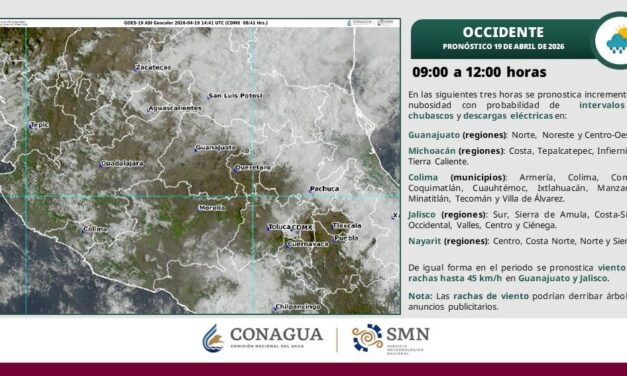 CHUBASCOS Y VIENTOS FUERTES ESTA MAÑANA EN VARIOS ESTADOS