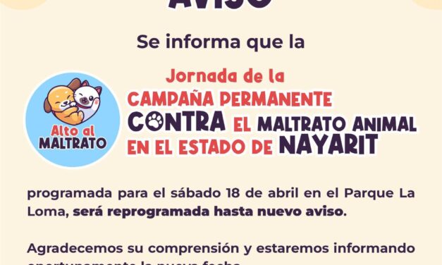 AVISO IMPORTANTE: REPROGRAMAN JORNADA CONTRA EL MALTRATO ANIMAL
