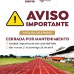 Cierre temporal de pista de atletismo en San José del Valle por mantenimiento
