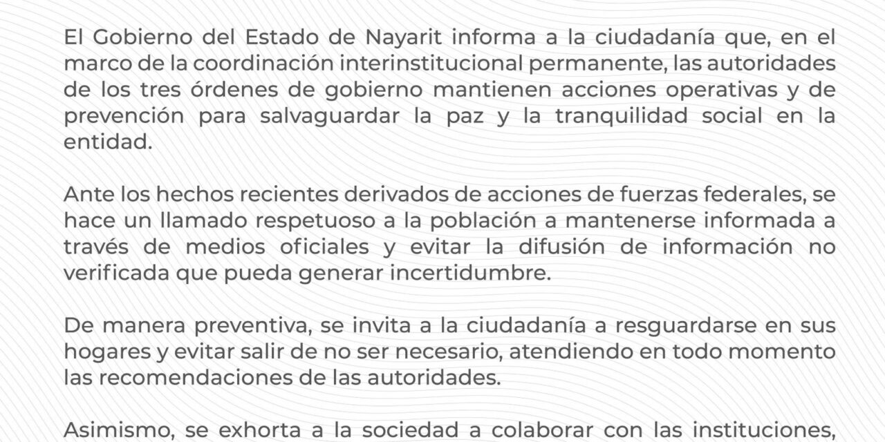 Comunicado Gobierno del Estado de Nayarit