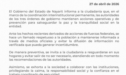 Comunicado Gobierno del Estado de Nayarit