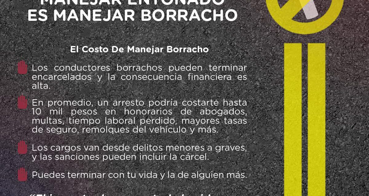 ¡MANEJAR “ENTONADO” ES MANEJAR BORRACHO! NO ARRIESGUES TU VIDA
