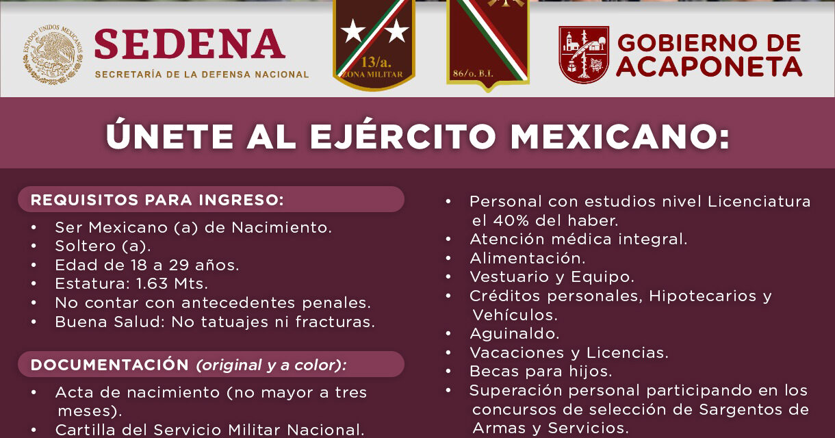 ¡EL EJÉRCITO MEXICANO BUSCA JÓVENES CON VOCACIÓN DE SERVICIO!