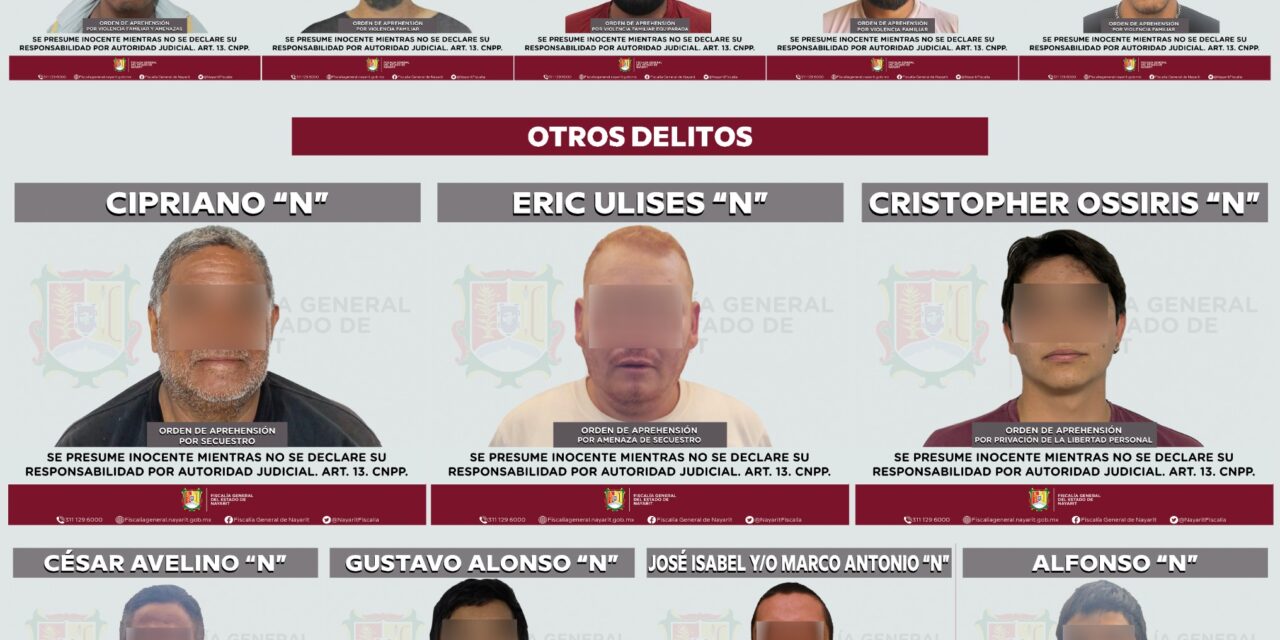 CUMPLIMENTA FISCALÍA 21 ÓRDENES DE APREHENSIÓN POR DIVERSOS DELITOS EN NAYARIT