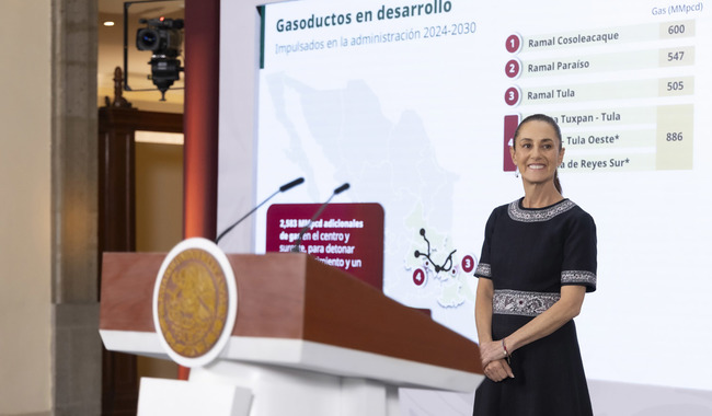 Presidenta presenta el Plan de Gasoductos con una inversión de más de 140 mil mdp hacia 2030