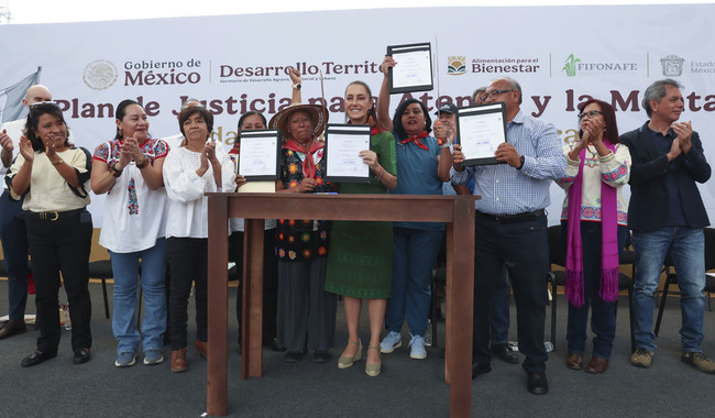 Presidenta Claudia Sheinbaum restituye 54 hectáreas como parte del Plan de Justicia para Atenco y la Montaña