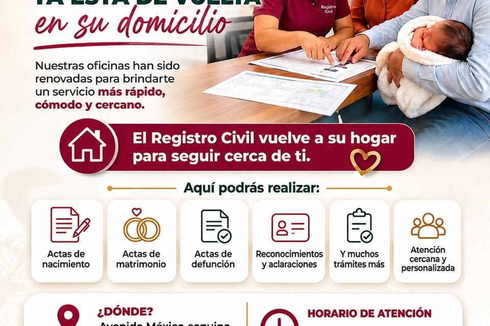 Gobierno de Nayarit anuncia cambio de domicilio del Registro Civil