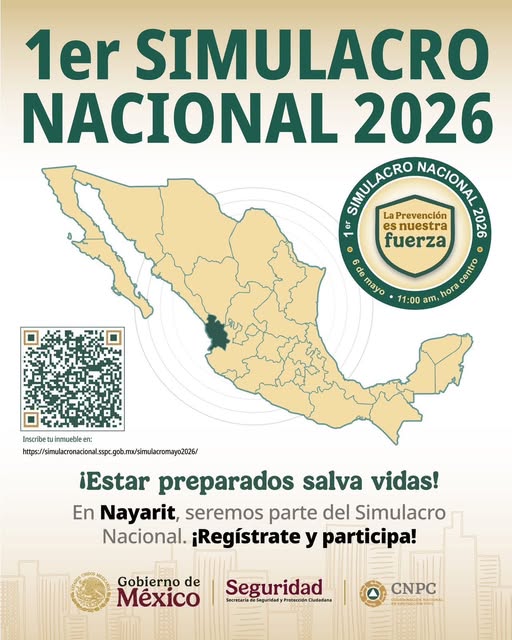 ¡Nayarit se suma al Primer Simulacro Nacional 2026!