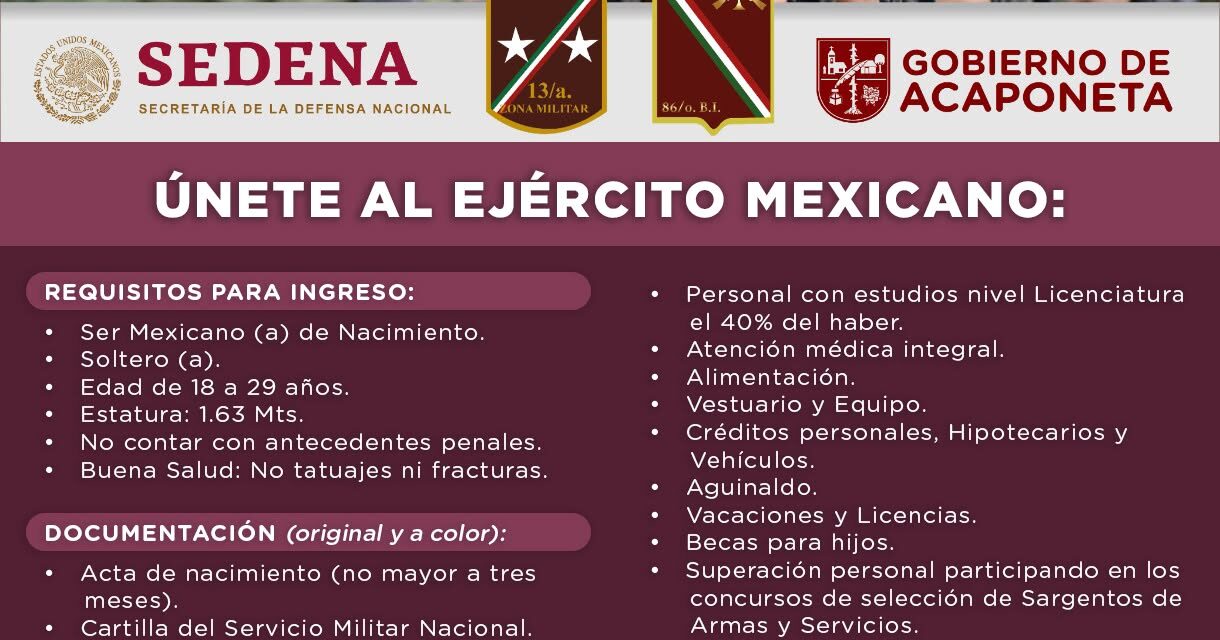 ¡ÚNETE AL EJÉRCITO MEXICANO Y SIRVE A TU PAÍS CON HONOR!