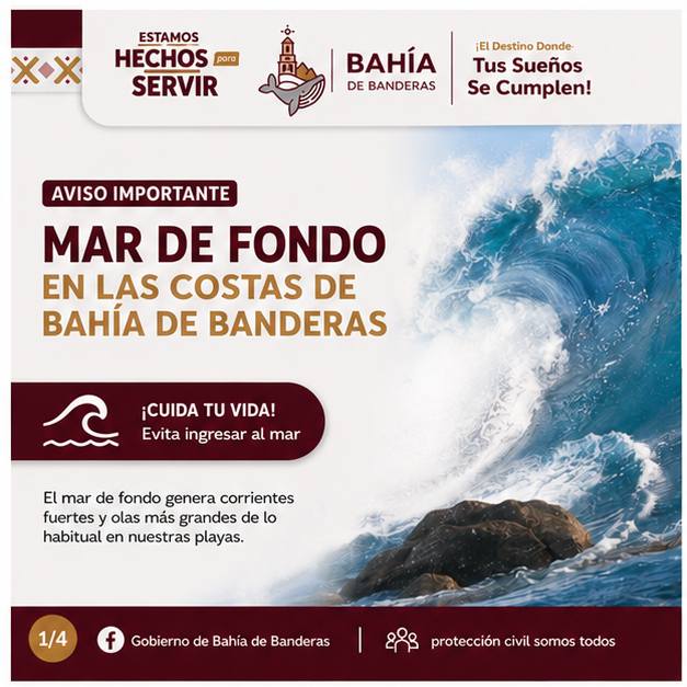 ¡CONTINÚA EL MAR DE FONDO EN BAHÍA DE BANDERAS!